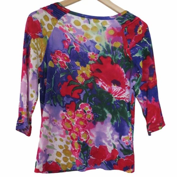 Vintage Y2K Etro Floral Stretchy Top Shirt 44 - Picture 4 of 7